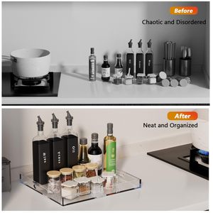 손잡이와 교체 가능한 인서트가 있는 장식용 서빙 트레이 아크릴 트레이 16"x12" - Product Image 5