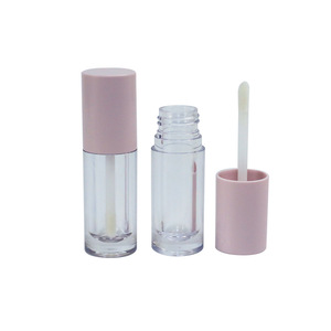 <b>Lip</b> Gloss Tube 5.4ml Cylindrical Transparent With Brush Pink Cap For Cosmetic Packaging - Product Image 3