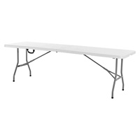 Fabricant professionnel de tables pliantes rectangulaires en HDPE blanc de 8 pieds, pliables en deux, pour la restauration commerciale