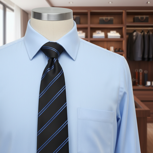 Corbata delgada de moda fina de corte especial con rayas azules dobles negras - Product Image 3