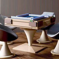Table de mahjong automatique avec pieds en bois massif, table de jeu de mahjong pour 4 joueurs, alimentation USB