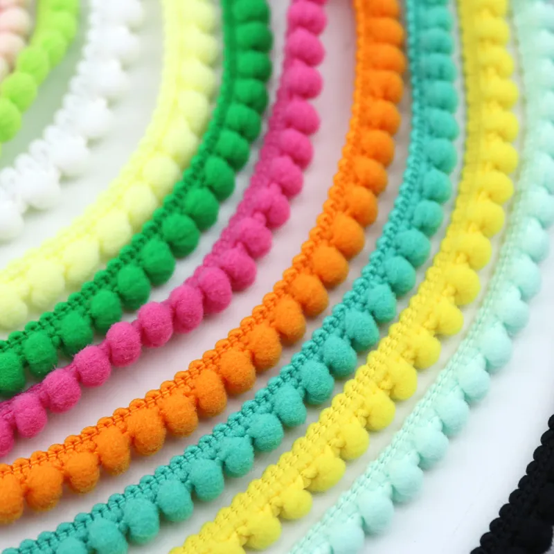 Hiasan Bola Pom Pom Mini Kualitas Tinggi 1Cm 13 Warna Renda Bola Kecil Nilon untuk Perabotan Garmen Anak Aksesori Kerajinan DIY