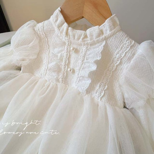 Vestido de Niña Estilo Corte Real Francesa con Mangas Abullonadas y Tul Suave, Body de Bebé Personalizado - Product Image 6