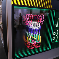 Enseigne lumineuse LED 3D autoportante effet miroir infini en métal, néons LED RGB pour magasin