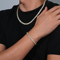 Gelang Berlian CZ Potongan Halo Cushion 6.5mm, Gelang Rantai Tenis Model Bunga Persegi Berlapis Emas 14K, Perhiasan Mewah, Hadiah
