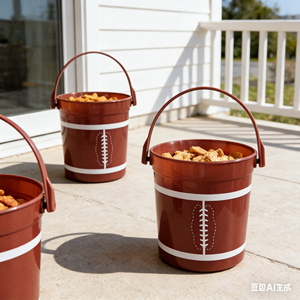 Seau en plastique réutilisable de 32 oz avec poignée, thème football américain, pour fêtes de tailgating, glace, vin, snacks, bière et boissons - Product Image 3