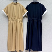 Robe plissée sans manches à col rabattu et ceinture pour femme, idéale pour le bureau - Vente en gros