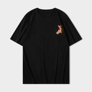 Nueva Camiseta de manga corta de algodón para hombre con tela tejida de cuello redondo con estampado digital adjunto <span class=keywords><strong>Koi</strong></span> resistente - Product Image 4