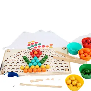 Jeu de Puzzle Montessori en bois arc-en-ciel, jouet à clipser pour les jeux de société, pièces