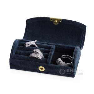 Portable Velvet Jewelry Box Compact Travel Organizer <b>Rings</b> Earrings Necklaces Soft Lining with Snap Closure Small <b>Storage</b> Case - Product Image 3