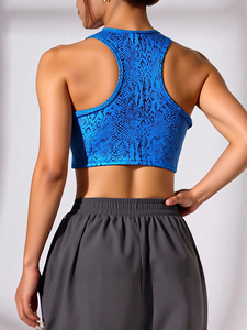 Reggiseno sportivo senza fili con stampa a serpente blu elegante per donne Casual palestra allenamento Yoga Fitness abbigliamento allenamento attivo reggiseno traspirante - Product Image 4