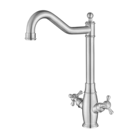 Robinet de salle de bain traditionnel en acier inoxydable à poignée unique et double commande, avec douchette extractible, à monter sur le plan de travail