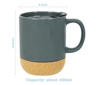 Mug à café en céramique personnalisé avec logo, fond en liège, 12 oz, isotherme, réutilisable, en grès, avec couvercle coulissant, vente en gros