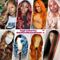 Wig Rambut Asli HD Lace Frontal Murah Tanpa Lem, Wig Rambut Asli Peru Virgin Body Wave Full Lace untuk Wanita Kulit Hitam