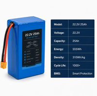 Paket Baterai Lithium Daya Tinggi 22.2V 25Ah 3C/10C 310Wh/kg untuk Drone UAV Industri, Baterai Drone UAV untuk Survei dan Pemetaan