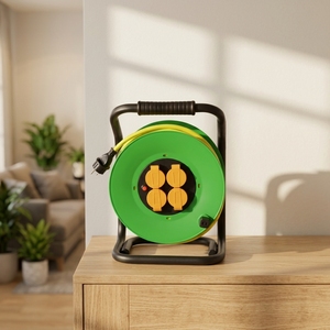 Enrouleur de câble en aluminium vide robuste, rallonge électrique 3 prises 13A avec disjoncteur thermique, homologation CE, étanche IP44 pour extérieur - Product Image 5