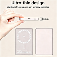 Chargeur portable 5000mAh, alliage d'aluminium fin 8,5 mm, PD20W Type-C, batterie externe magnétique sans fil