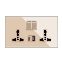 Prise murale 13A Royaume-Uni, type C universel, charge rapide, panneau en verre, prise de type C, double prise 3 broches, chargeur USB, prise Royaume-Uni