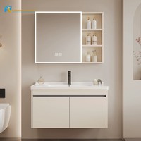 Meuble de salle de bain sur mesure OEM, couleur personnalisée, tout code RAL, 36/48/60 pouces, bois massif, portes à fermeture douce, dessus en céramique