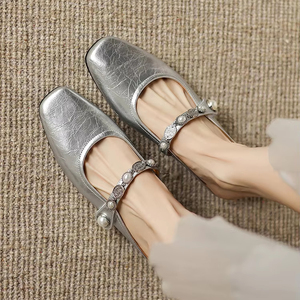 <span class=keywords><strong>Scarpe</strong></span> da ballo da donna personalizzate in fabbrica Mary Jane comode <span class=keywords><strong>ballerine</strong></span> alte morbide in vera pelle con fibbia in metallo piatte Super ragazze - Product Image 3