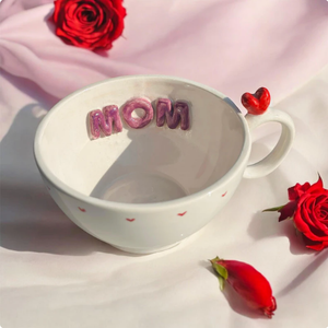 <span class=keywords><strong>Tasse</strong></span> en céramique pour <span class=keywords><strong>maman</strong></span> <span class=keywords><strong>Tasse</strong></span> à café faite à la main avec poignée en forme de cœur Fête des mères, cadeau d'anniversaire pour <span class=keywords><strong>maman</strong></span> Lettres de <span class=keywords><strong>maman</strong></span> violettes | Passe au lave-vaisselle - Product Image 4