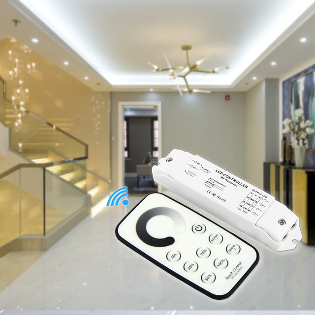 RF Wireless LED Dimmer Controller T1 Remote + R3 Receiver DC12-24V 3A 3CH 216W 4096-Level Flicker-Free Dimming for Single Light