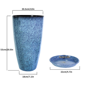 घर के बगीचे के लिए 21 इंच नीले चमकदार प्लास्टिक लंबा प्लांटर इनडोर और आउटडोर सजावटी फूल पॉट - Product Image 2