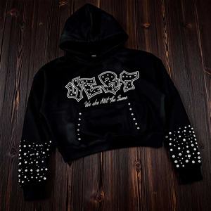 Sudadera con Capucha para Hombre, Primavera 2026, Estilo Urbano, Decoración de Pedrería, Parches Bordados, Corte Holgado y Recortado - Product Image 1