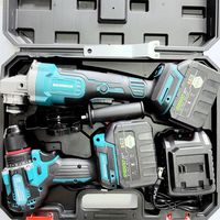 Ensemble d'outils à batterie au lithium rechargeable de style XY, meuleuse d'angle, perceuse électrique, clé électrique, tronçonneuse électrique, 3 ans