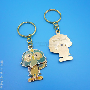 Llavero de Metal con Diseño de Búho de Dibujos Animados, Aleación de 55x25mm, Impresión Serigráfica, Colgante Hecho a Mano para Regalo - Product Image 3