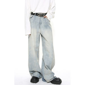 <span class=keywords><strong>Pantaloni</strong></span> di jeans larghi dritti lavati blu chiaro per ragazzi di nuovo colore <span class=keywords><strong>pantaloni</strong></span> larghi in Denim larghi stile da <span class=keywords><strong>uomo</strong></span> - Product Image 5