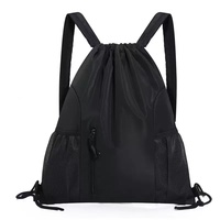 Sac à dos imperméable Oxford avec cordon de serrage, prêt à être expédié, sac de sport avec poches en filet à fermeture éclair sur le devant pour hommes et femmes, 5 couleurs