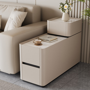 Table d'appoint d'angle multifonctionnelle de luxe moderne avec recharge sans fil intelligente, mobilier de chevet pour salon et décoration intérieure - Product Image 3