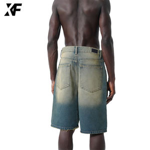 XUFEIオリジナルカスタムデニムジーンズショーツストリートウェアメンズ100%コットンバギーカーゴローヘムエッジアシッドウォッシュドジョーツメンズ - Product Image 3