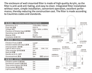 Picche senza tubazioni integrato in acrilico <span class=keywords><strong>per</strong></span> il trattamento delle acque <span class=keywords><strong>piscina</strong></span> impianto di filtrazione - Product Image 2