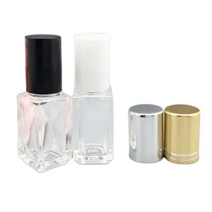 roll on tip small empty 5ml roll on bottles square shaped perfume packaging with white and black cap