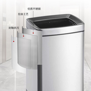 Square open-top trash can with wheels, suitable for bathrooms, bedrooms, upright hand towel dispensers, and <b>kitchen</b> - Product Image 4