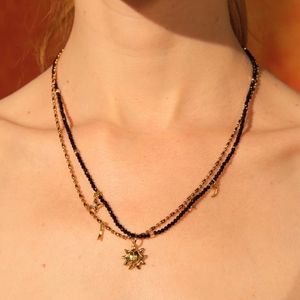 Collane di Moda Daidan <span class=keywords><strong>con</strong></span> <span class=keywords><strong>Perline</strong></span> in Ottone, Agata Rossa <span class=keywords><strong>e</strong></span> Tormalina Nera, Motivi Luna, Stella <span class=keywords><strong>e</strong></span> Sole - Product Image 4