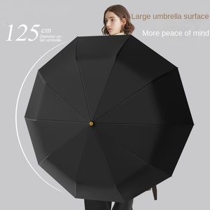 Wooden Curved Handle <b>Automatic</b> One-Button Open Business <b>Umbrella</b> with 10-Bone Design-Advertising Manufacturers Spot Wholesale - Product Image 1