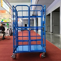 Cage de stockage pliable robuste en acier Q235 avec roues pivotantes à frein, conteneur d'entrepôt, grille de 50x50mm