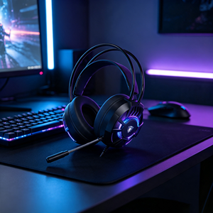 <span class=keywords><strong>Casque</strong></span> de <span class=keywords><strong>jeu</strong></span> JEDEL GH280 à double suspension, <span class=keywords><strong>avec</strong></span> éclairage RGB, son surround <span class=keywords><strong>virtuel</strong></span> 7.1, <span class=keywords><strong>casque</strong></span> de <span class=keywords><strong>jeu</strong></span> supra-auriculaire pour PC, <span class=keywords><strong>PS4</strong></span>, PS5 - Product Image 1