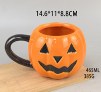 Orange Geometrisches Muster Glasierte Keramik Umweltfreundliche Luxus-Kaffeetasse - Kreatives Halloween-Geschenk 300-400ml