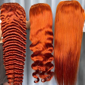 Letsfly 10A 13x4 Lace Frontal Human Hair <b>Wigs</b> 350# <b>Ginger</b> Colorful 200% Density Water Wave Ear to Ear 18-30 Inches Wholesales - Product Image 5