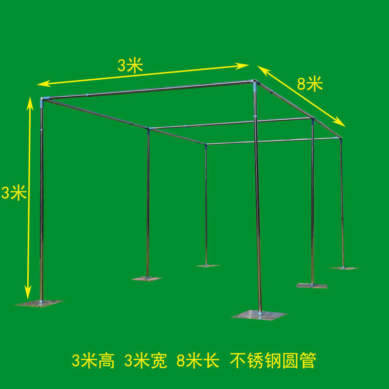 3 m di altezza * 3 m di larghezza * 8 m di lunghezza