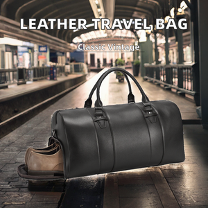 Bolsa de Viaje de Cuero Genuino Personalizada, Estilo Vintage, Negra, de Grano Completo, para Fin de Semana, Negocios, con Cierre - Product Image 2