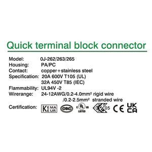 OJ-262/236/265/281/282/283快速推入式电线连接器1/<span class=keywords><strong>2</strong></span>/<span class=keywords><strong>3</strong></span>/5p弹簧端子块，用于电缆连接 - Product Image 4