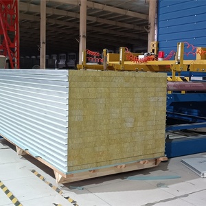100mm High Quality Fireproof Metal Rock Wool <strong>Sandwich</strong> <strong>Panels</strong> for Warehouse <strong>Roofing</strong> and Wall Insulation in Engineering Projects - Product Image 4