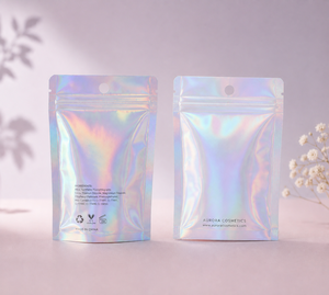 Bolsas de Mylar con Holograma Impresas Personalizadas, con Ventana Transparente, Autosellables, Iridiscentes, para Maquillaje, Regalos Pequeños y Dulces - Product Image 2