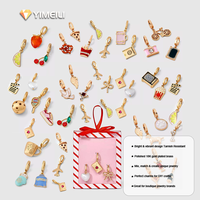 YIMEIL&Wholesale Breloque DIY plaquée or 18 carats, motif enveloppe de vie, nœud papillon, verre à vin, citron, avec incrustation d'émail et de zircon