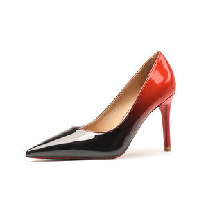 Escarpins en cuir verni à bout pointu et talon aiguille super haut de 8 cm, chaussures de mariée tendance pour femme, couleur unie, à enfiler - Product Image 5
